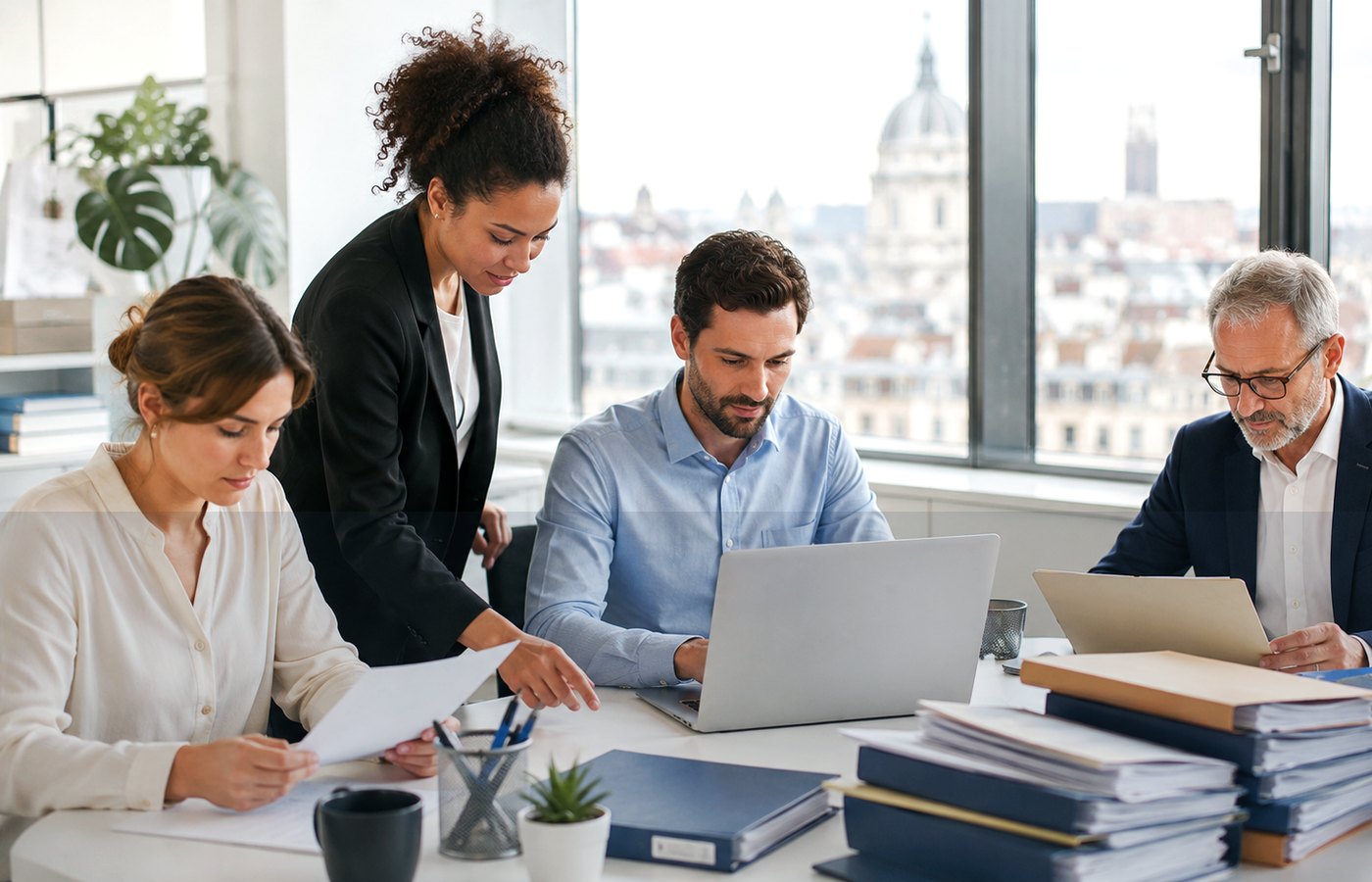 Documents et ordinateur en contexte professionnel